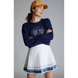 NWT Anthropologie Lynden Pleated Tennis Skirt by Mare Mare Size Small White Blue